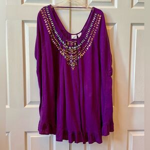 VINTAGE LADIES COVER-UP IN GRAPE by ROMAN’s SIZE 1X. EUC